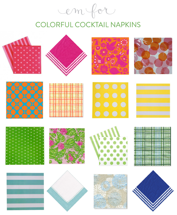Colorful cocktail napkins