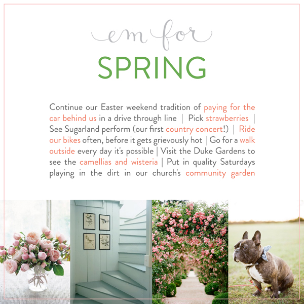 Spring to do list