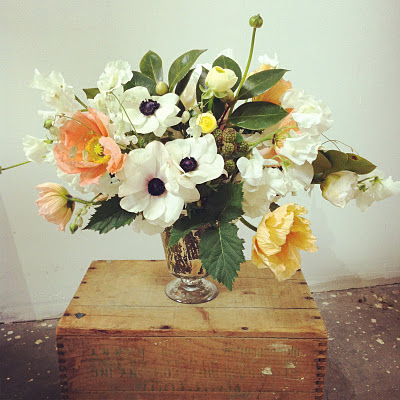 centerpiece with poppies