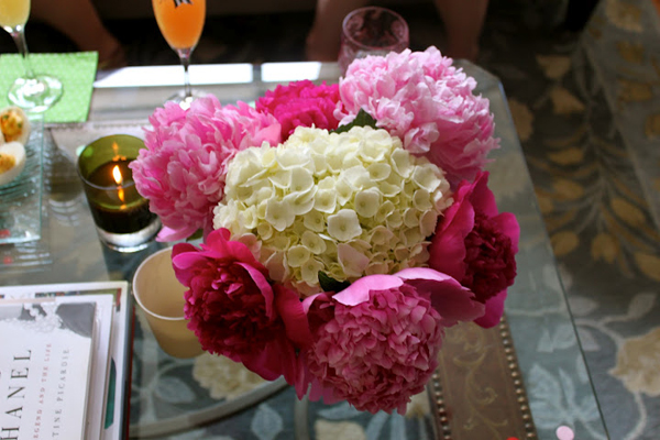pink peony centerpiece