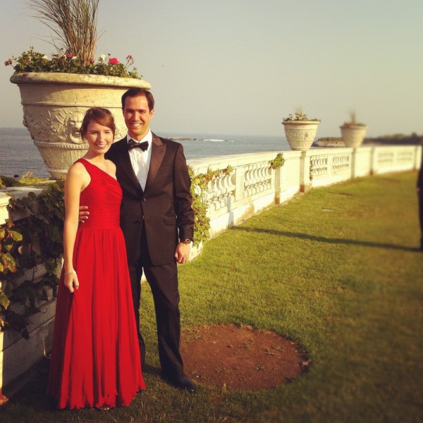 red evening gown