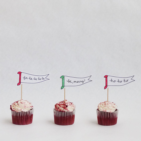 christmas cupcake flags