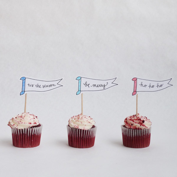 colorful christmas cupcake flags