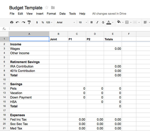 budget templates google sheets